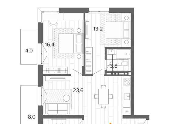 4-комн. квартира, 94.3 м2, 8/9 эт. Барнаул