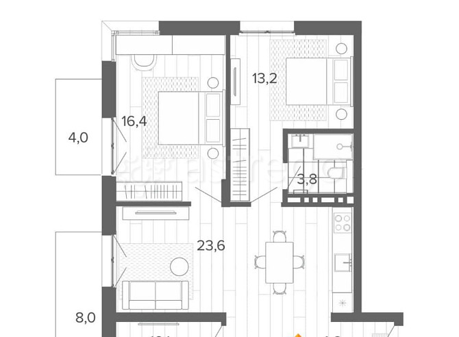 4-комн. квартира, 94.3 м2, 8/9 эт. Барнаул - изображение 1