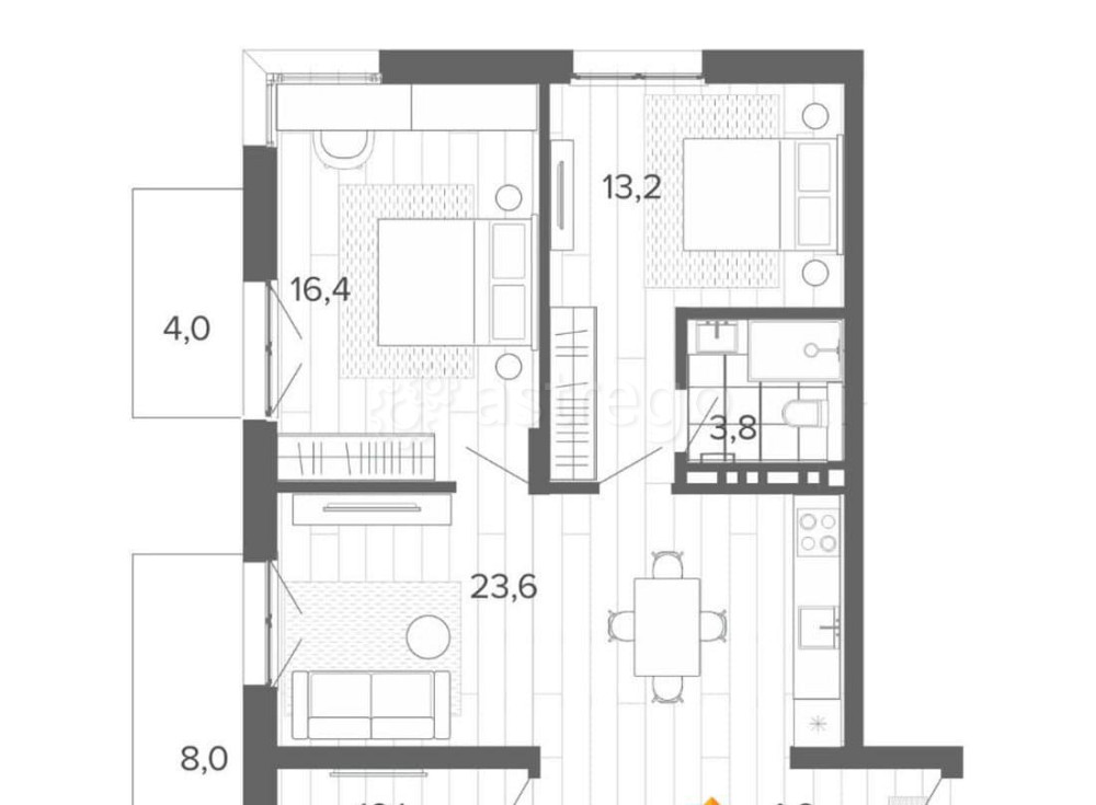 4-комн. квартира, 94.3 м2, 8/9 эт. Барнаул - изображение 1