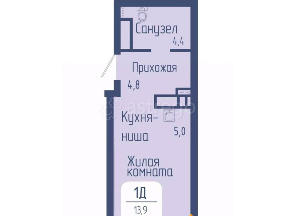 Студия, 29.2 м2, 4/24 эт. Красноярск - изображение 1