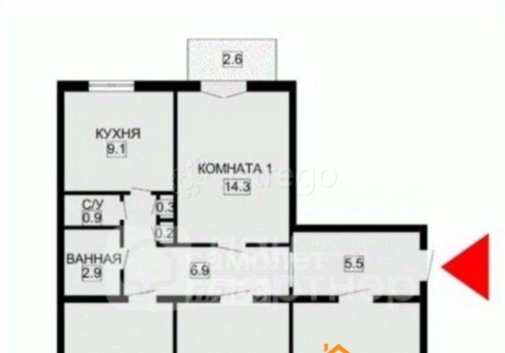 4-комн. квартира, 97.4 м2, 3/6 эт. Санкт-Петербург - изображение 7