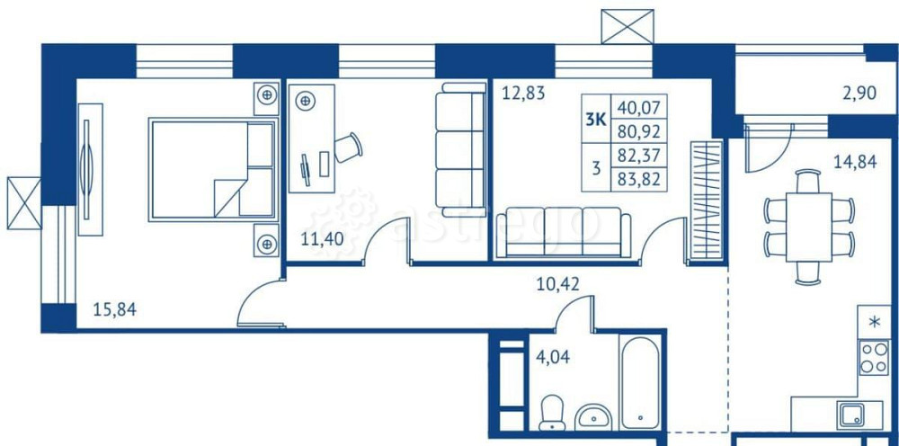3-комн. квартира, 80.92 м2, 11/22 эт. Королев - изображение 1