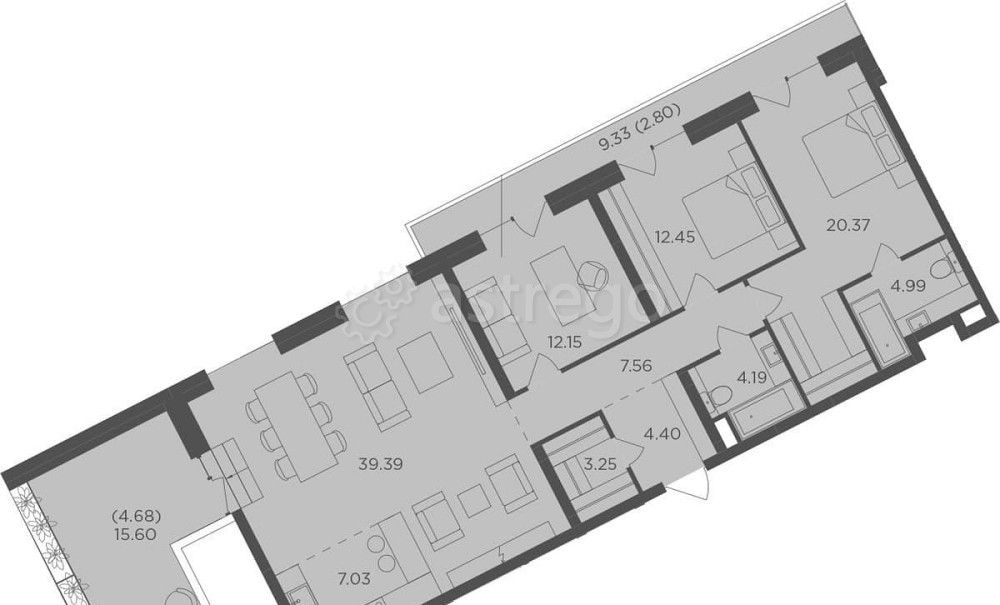 4-комн. квартира, 123.26 м2, 15/16 эт. Москва - изображение 1