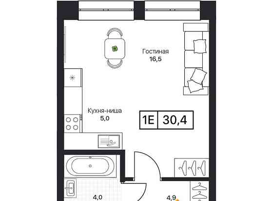 Студия, 30.4 м2, 6/13 эт. Пушкино