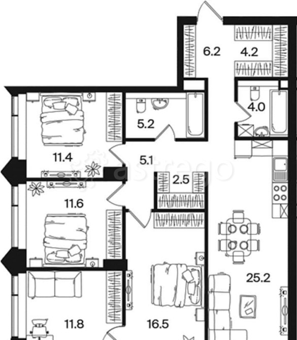 4-комн. квартира, 103.7 м2, 30/44 эт. Москва - изображение 7