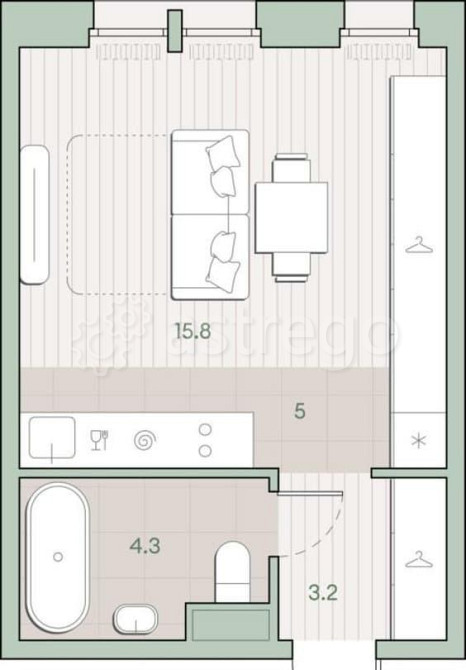 Студия, 28.3 м2, 11/13 эт. Москва - изображение 1