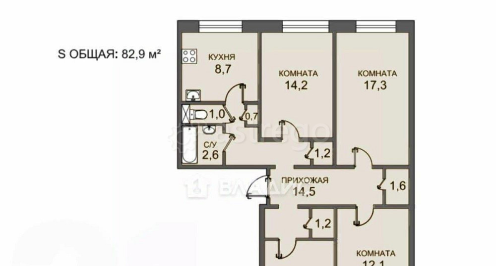 4-комн. квартира, 89.2 м2, 1/10 эт. Санкт-Петербург - изображение 6