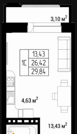 Студия, 29.84 м2, 9/9 эт. Горно-Алтайск