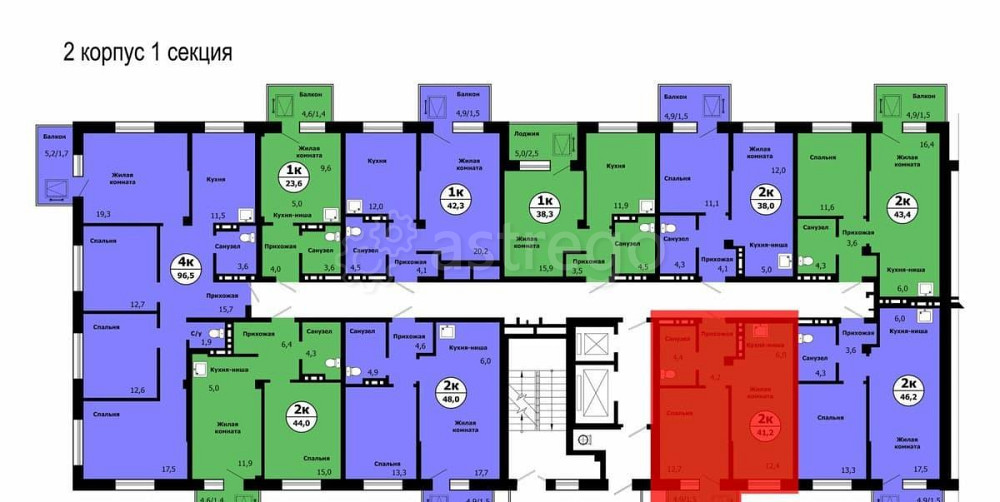 2-комн. квартира, 41.2 м2, 18/19 эт. Красноярск - изображение 2