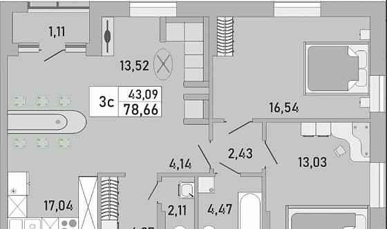3-комн. квартира, 79 м2, 7/24 эт. Уфа
