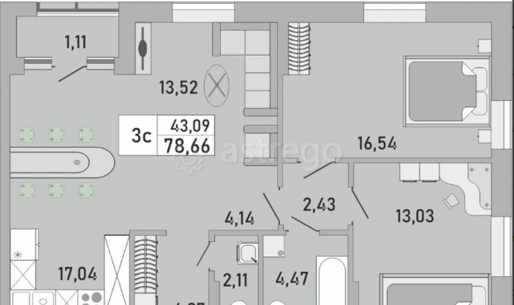 3-комн. квартира, 79 м2, 7/24 эт. Уфа - изображение 5