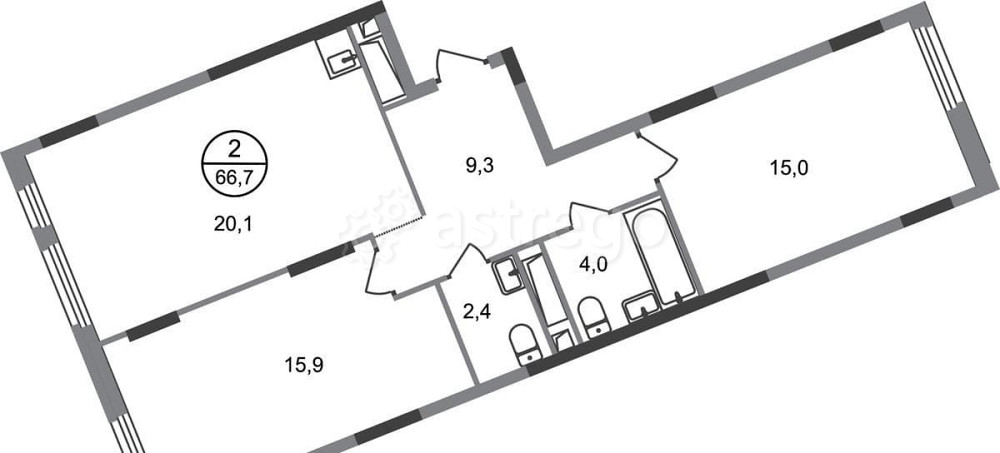 2-комн. квартира, 66 м2, 16/17 эт. Москва - изображение 1