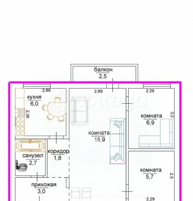 2-комн. квартира, 41.8 м2, 3/4 эт. Рошаль - изображение 7