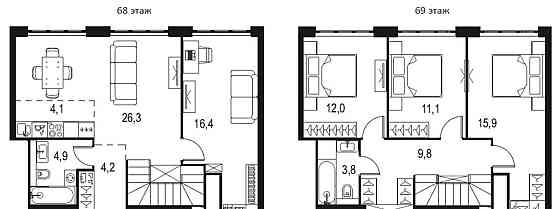 4-комн. квартира, 108.5 м2, 68/69 эт. Москва