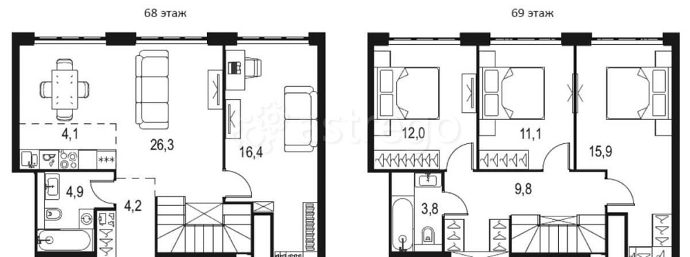 4-комн. квартира, 108.5 м2, 68/69 эт. Москва - изображение 1