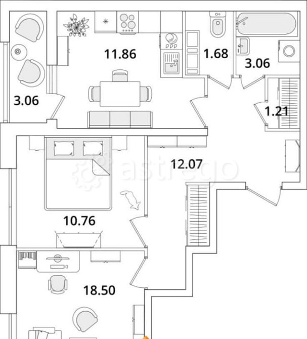 2-комн. квартира, 60.3 м2, 17/23 эт. Санкт-Петербург - изображение 1