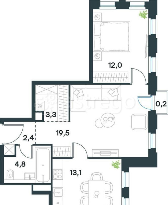 2-комн. квартира, 55.3 м2, 25/40 эт. Москва - изображение 1