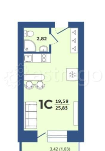 Студия, 26 м2, 4/9 эт. Барнаул - изображение 8