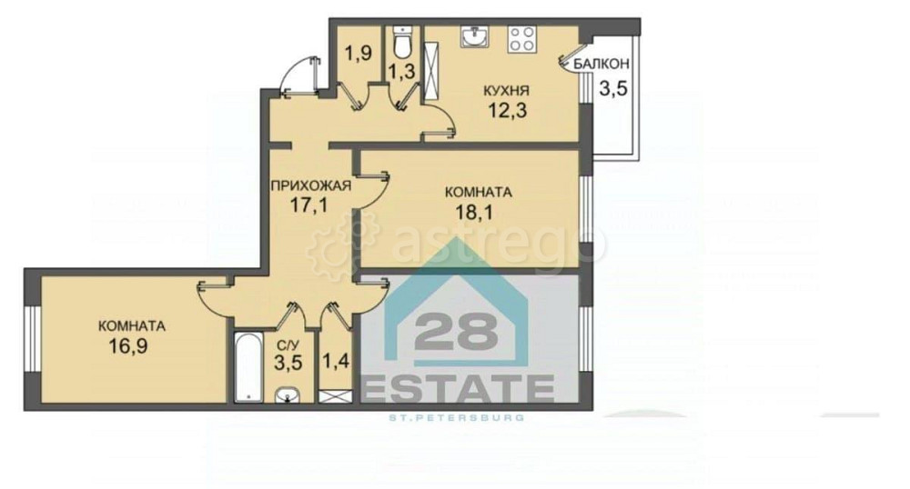 Комната, 35 м2, 14/17 эт. Санкт-Петербург - изображение 7