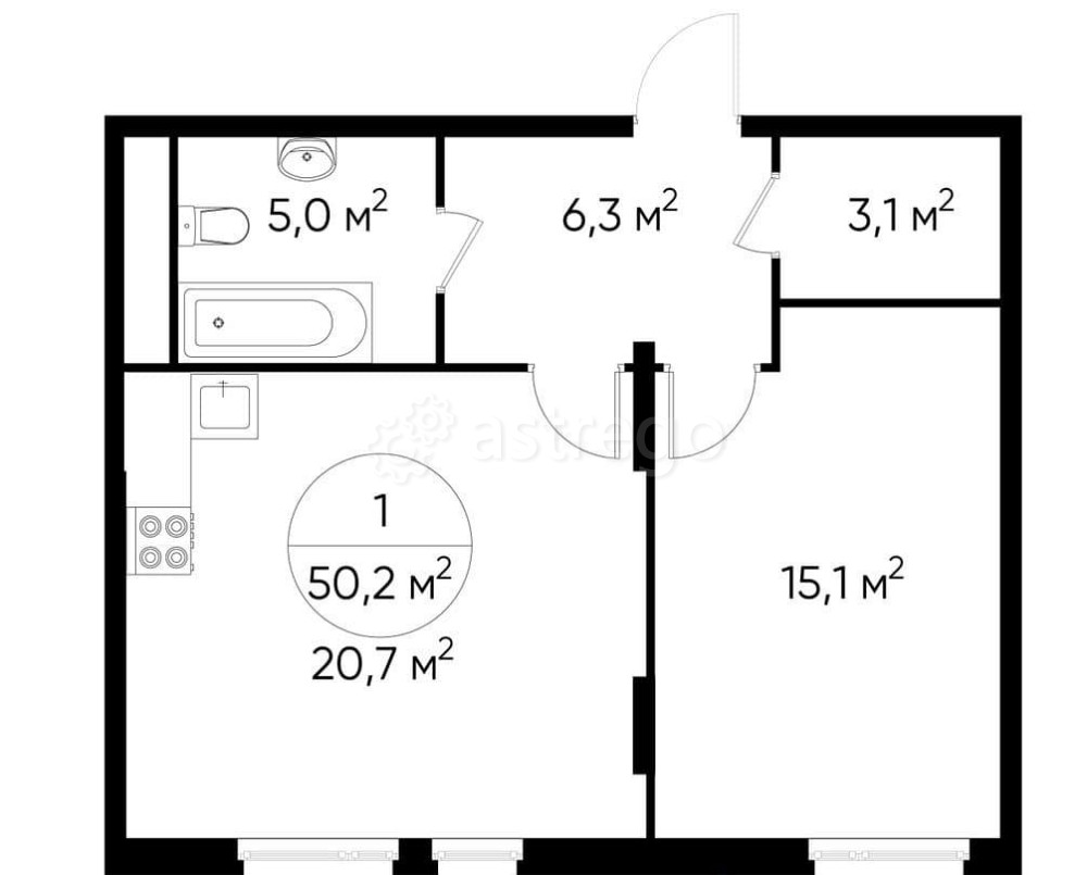 1-комн. квартира, 50 м2, 11/17 эт. Москва - изображение 1