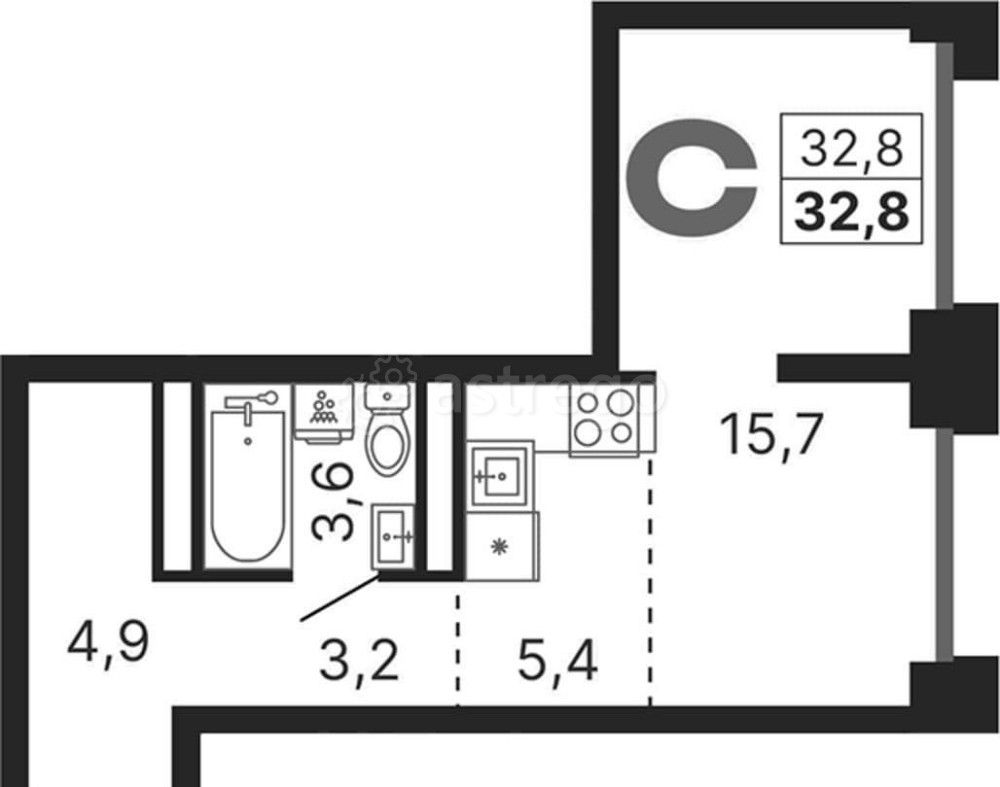 Студия, 32.8 м2, 26/29 эт. Москва - изображение 1