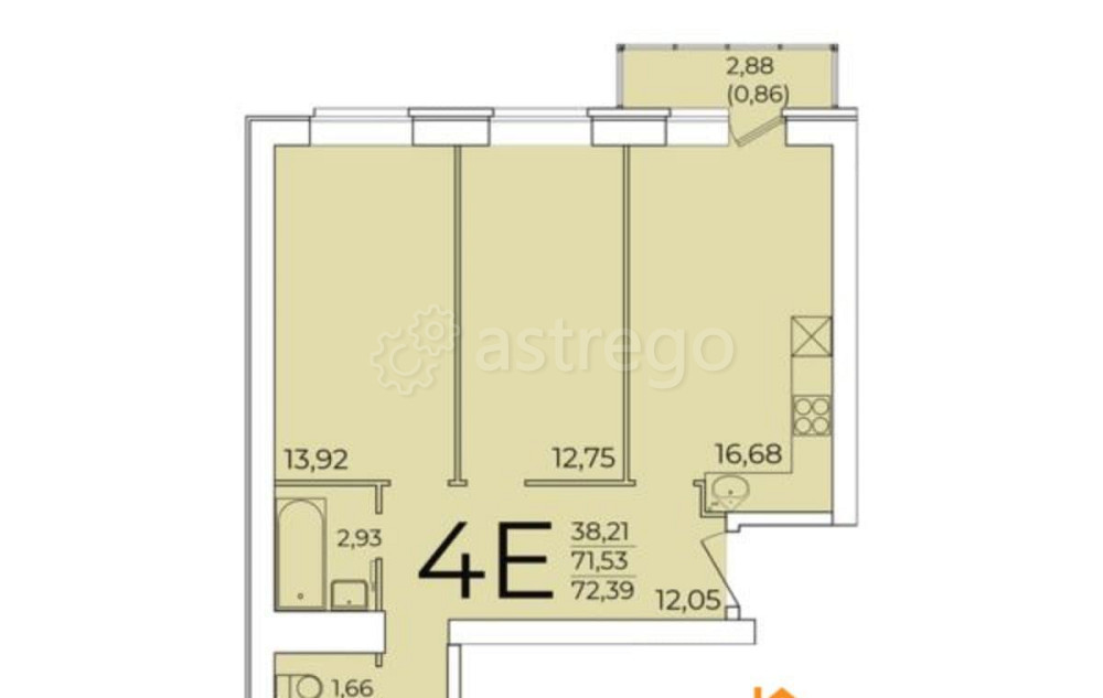 4-комн. квартира, 71.53 м2, 5/5 эт. Северодвинск - изображение 1
