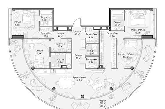 4-комн. квартира, 254.1 м2, 3/9 эт. Москва
