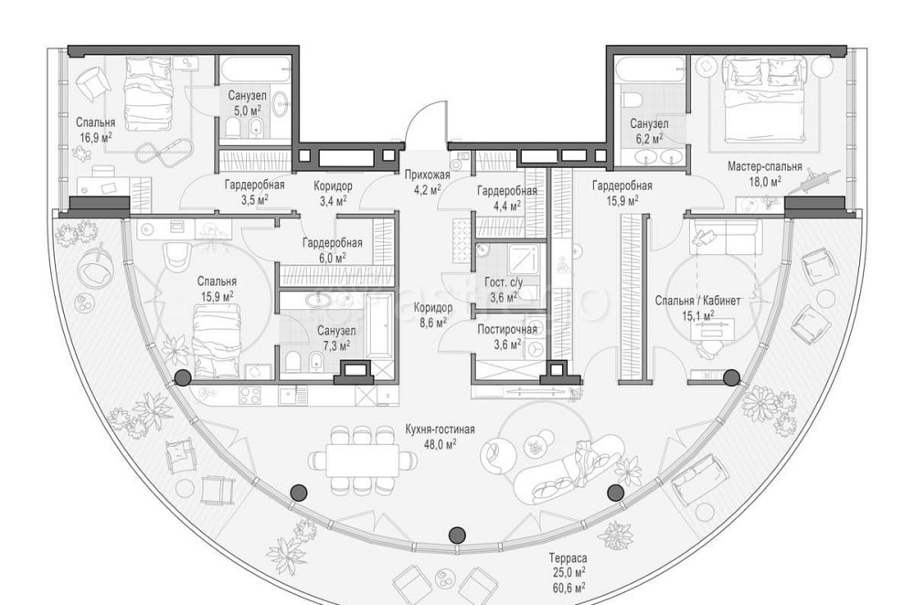 4-комн. квартира, 254.1 м2, 3/9 эт. Москва - изображение 1