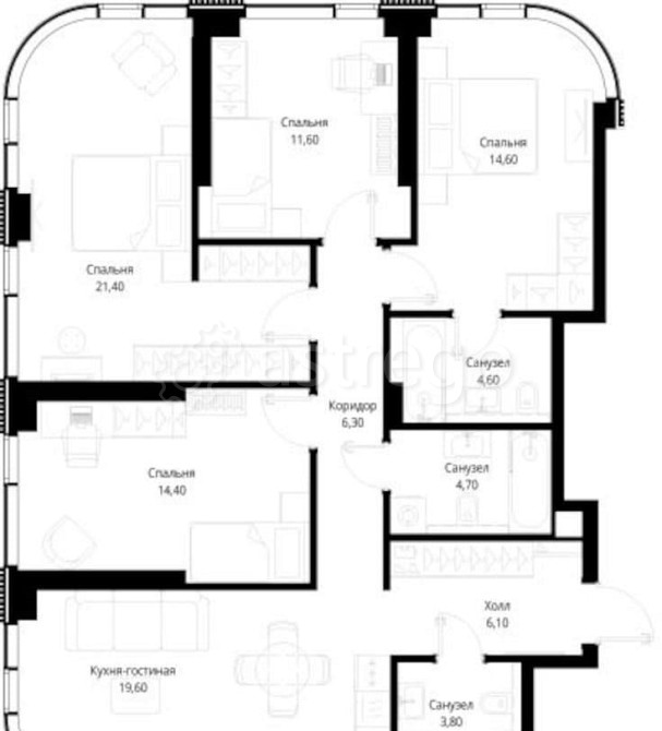4-комн. квартира, 107.1 м2, 7/30 эт. Москва - изображение 7
