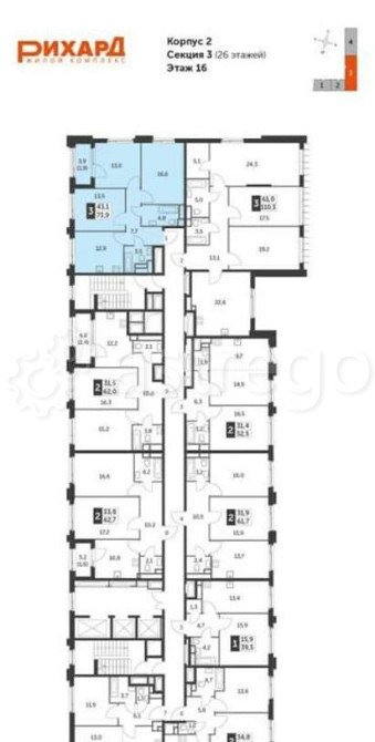 3-комн. квартира, 74.7 м2, 16/26 эт. Москва - изображение 2