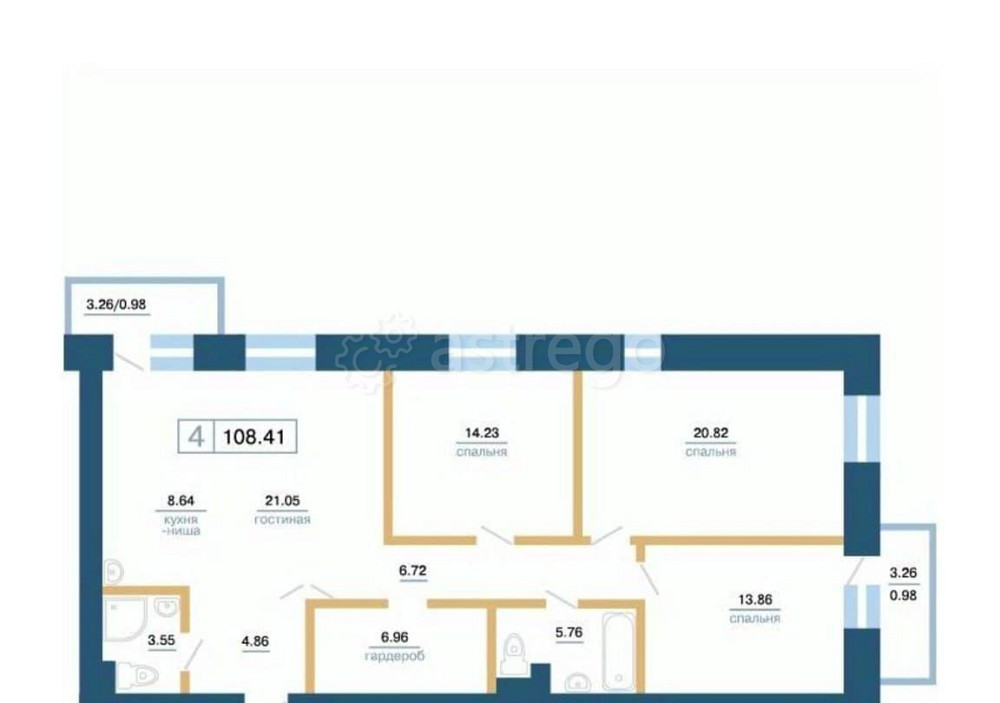 4-комн. квартира, 105.28 м2, 3/7 эт. Красноярск - изображение 1