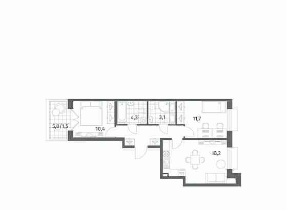 2-комн. квартира, 56.6 м2, 8/8 эт. Санкт-Петербург