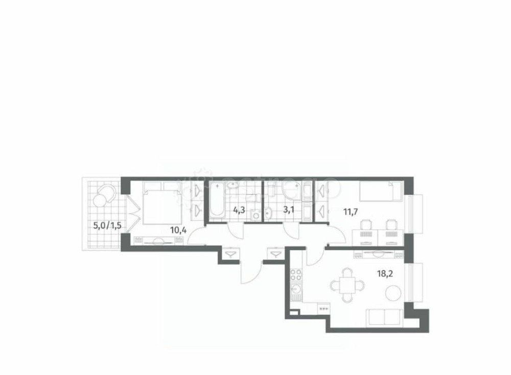 2-комн. квартира, 56.6 м2, 8/8 эт. Санкт-Петербург - изображение 4