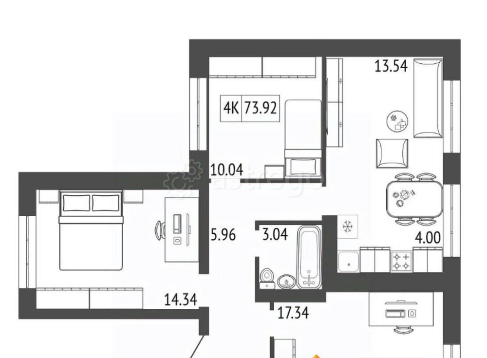 4-комн. квартира, 73.92 м2, 7/17 эт. Красноярск - изображение 1