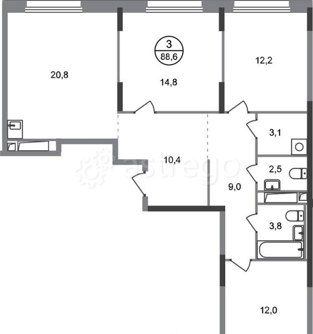 3-комн. квартира, 88 м2, 6/17 эт. Москва - изображение 1