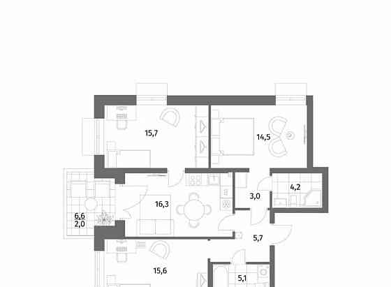 3-комн. квартира, 82.1 м2, 1/6 эт. Санкт-Петербург