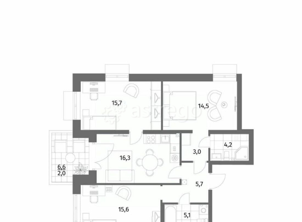 3-комн. квартира, 82.1 м2, 1/6 эт. Санкт-Петербург - изображение 6