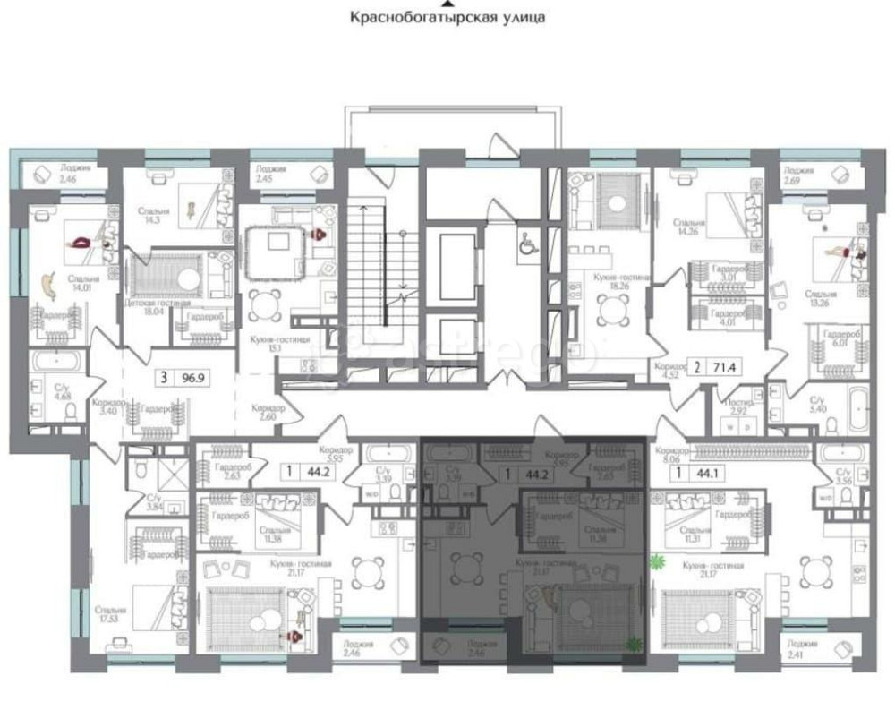 1-комн. квартира, 45.5 м2, 9/17 эт. Москва - изображение 6