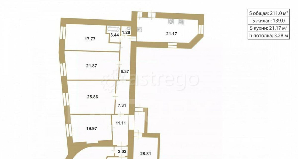 6-комн. квартира, 211 м2, 6/7 эт. Санкт-Петербург - изображение 2