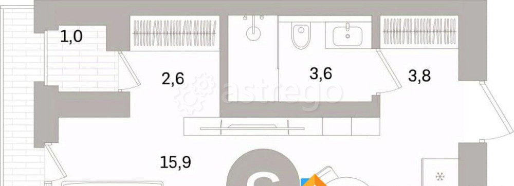 Студия, 34.51 м2, 2/10 эт. Санкт-Петербург - изображение 3