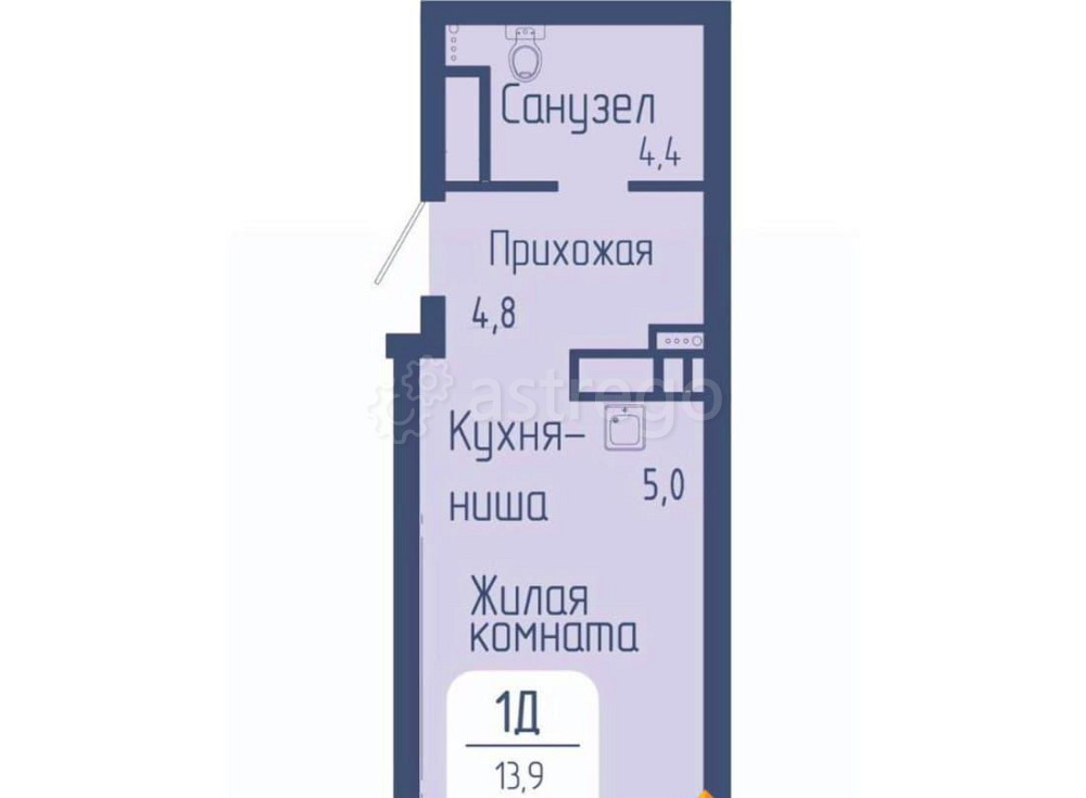 Студия, 29.2 м2, 9/24 эт. Красноярск - изображение 1