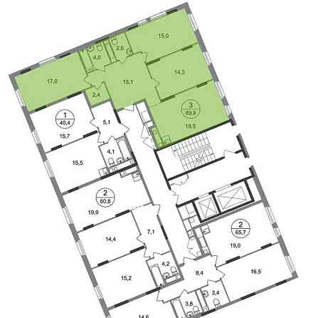 3-комн. квартира, 89 м2, 17/17 эт. Москва