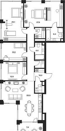 4-комн. квартира, 159.4 м2, 29/29 эт. Москва