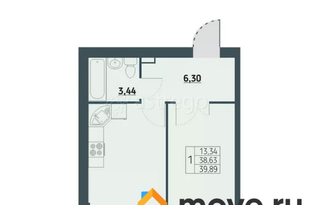 1-комн. квартира, 40.1 м2, 9/9 эт. Красноярск - изображение 1
