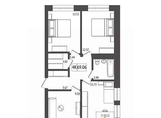 4-комн. квартира, 69.06 м2, 13/17 эт. Красноярск