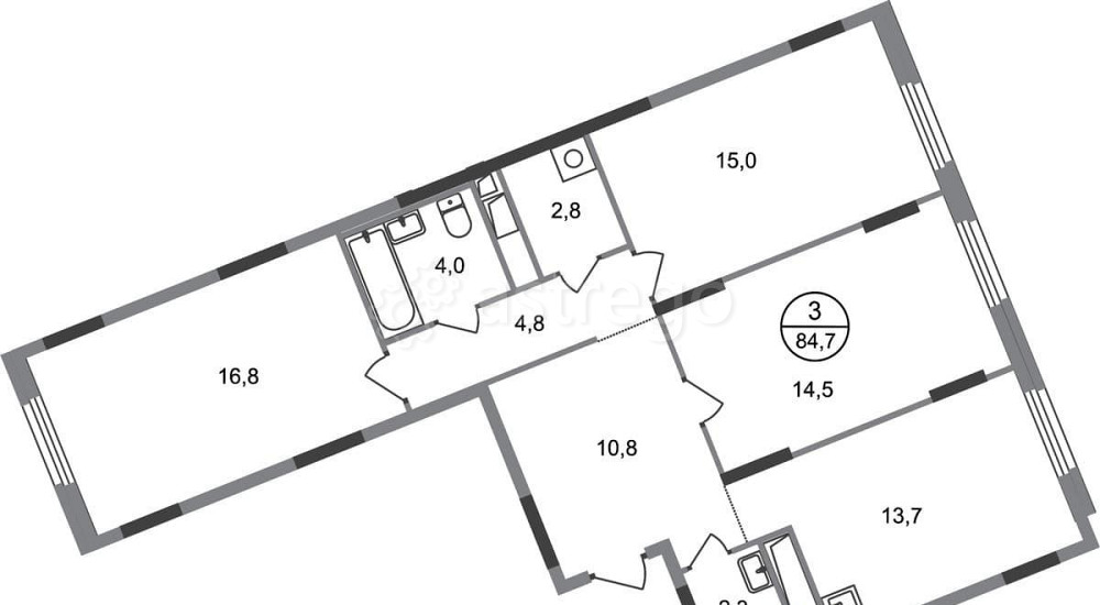 3-комн. квартира, 84 м2, 13/17 эт. Москва - изображение 1