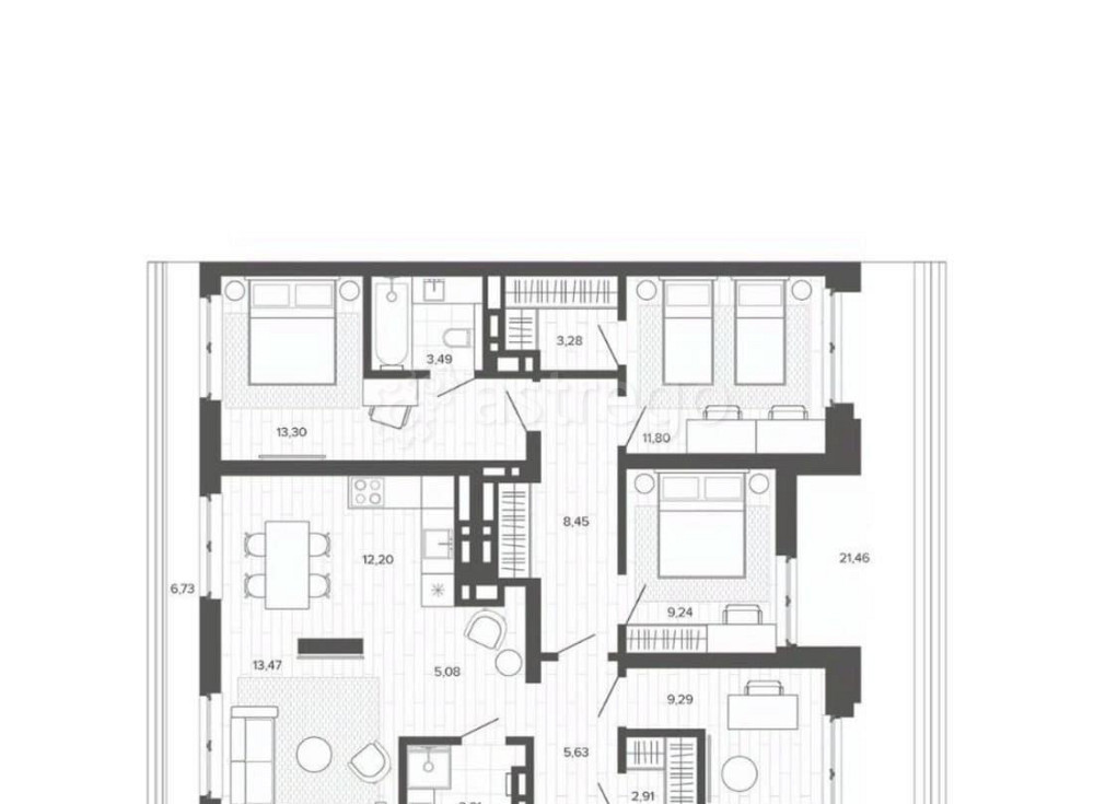 5-комн. квартира, 130.16 м2, 8/9 эт. Барнаул - изображение 1