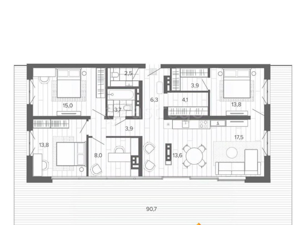 5-комн. квартира, 196.81 м2, 9/9 эт. Барнаул - изображение 1