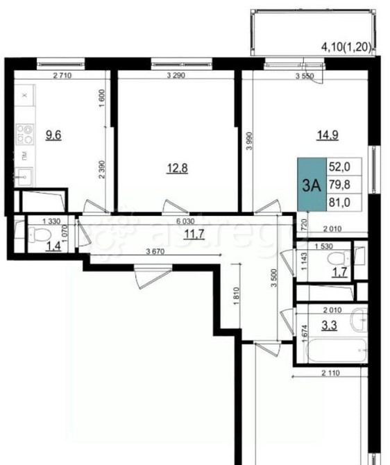 3-комн. квартира, 81 м2, 21/25 эт. Одинцово - изображение 1