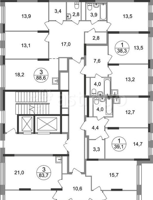 3-комн. квартира, 88 м2, 11/17 эт. Москва - изображение 5
